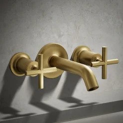 Deck- or wall-mount bath faucet handle trim with cross design