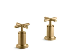 Deck- or wall-mount bath faucet handle trim with cross design