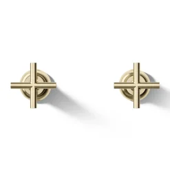 Deck- or wall-mount bath faucet handle trim with cross design