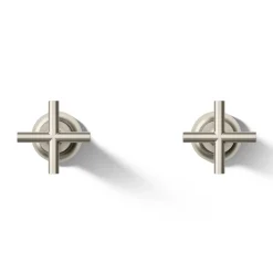 Deck- or wall-mount bath faucet handle trim with cross design