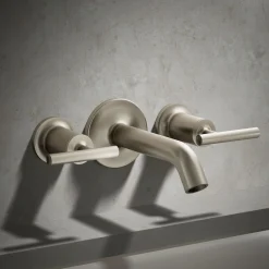 Deck- or wall-mount bath faucet handle trim with lever design