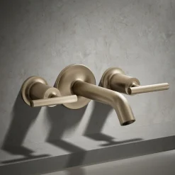 Deck- or wall-mount bath faucet handle trim with lever design