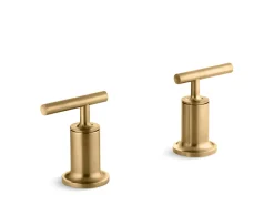 Deck- or wall-mount bath faucet handle trim with lever design