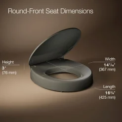 Elevated Quiet-Close™ round-front toilet seat