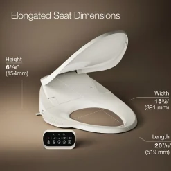 Elongated bidet toilet seat with remote control