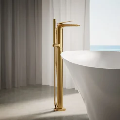 Floor-mount bath filler trim