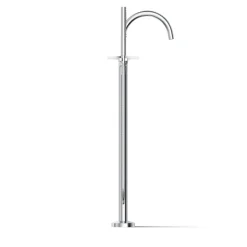 Floor-mount bath filler trim with lever handles and handshower