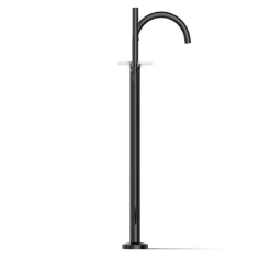 Floor-mount bath filler trim with lever handles and handshower