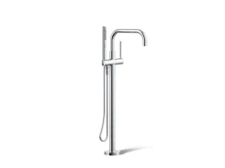 Floor-mount bath filler trim with handshower