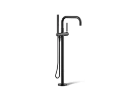 Floor-mount bath filler trim with handshower