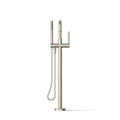 Floor-mount bath filler trim with handshower