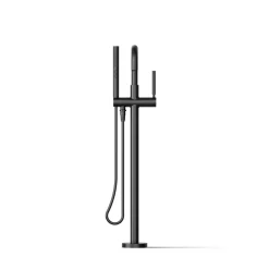 Floor-mount bath filler trim with handshower
