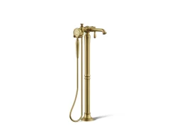 Floor-mount bath filler trim with handshower