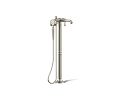 Floor-mount bath filler trim with handshower