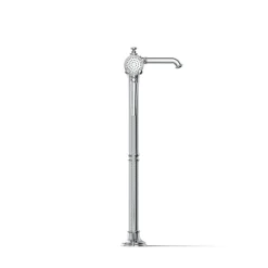 Floor-mount bath filler trim with handshower