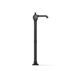 Floor-mount bath filler trim with handshower