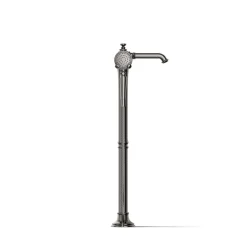Floor-mount bath filler trim with handshower