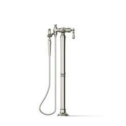 Floor-mount bath filler trim with handshower