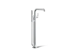 Floor-mount bath filler trim with handshower
