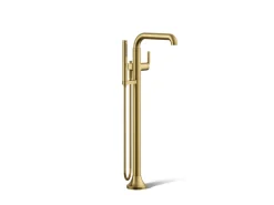 Floor-mount bath filler trim with handshower