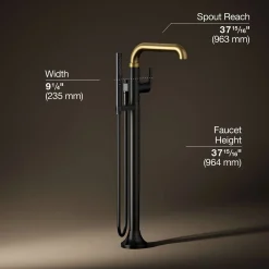 Floor-mount bath filler trim with handshower
