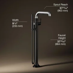 Floor-mount bath filler trim with handshower