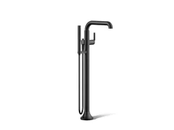 Floor-mount bath filler trim with handshower