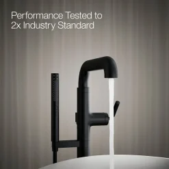 Floor-mount bath filler trim with handshower