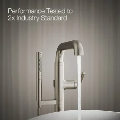 Floor-mount bath filler trim with handshower