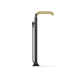 Floor-mount bath filler trim with handshower