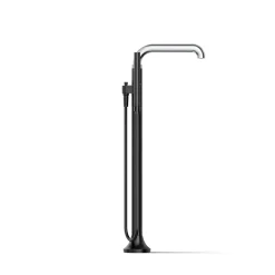 Floor-mount bath filler trim with handshower