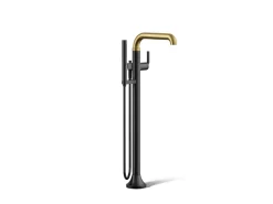 Floor-mount bath filler trim with handshower