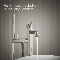 Floor-mount bath filler trim with handshower