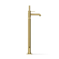 Floor-mount bath filler trim with handshower