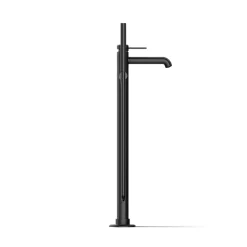 Floor-mount bath filler trim with handshower