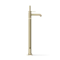 Floor-mount bath filler trim with handshower
