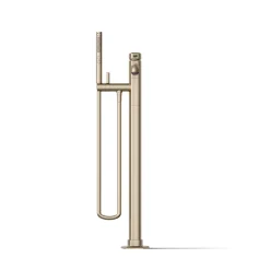 Floor-mount bath filler trim with handshower