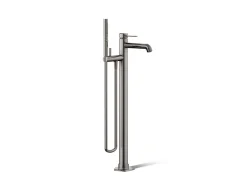 Floor-mount bath filler trim with handshower