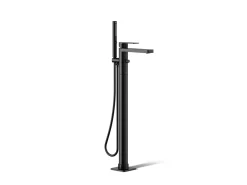 Floor-mount bath filler trim with handshower