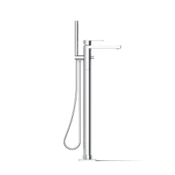 Floor-mount bath filler trim with handshower