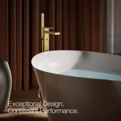 Floor-mount bath filler trim with handshower