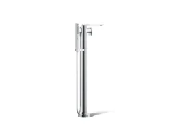 Floor-mount bath filler trim with handshower