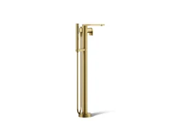 Floor-mount bath filler trim with handshower