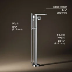 Floor-mount bath filler trim with handshower