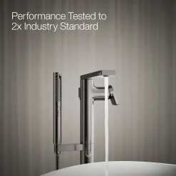 Floor-mount bath filler trim with handshower