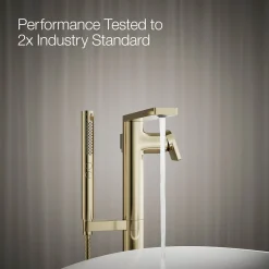 Floor-mount bath filler trim with handshower