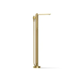 Floor-mount bath filler trim with handshower