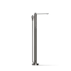 Floor-mount bath filler trim with handshower