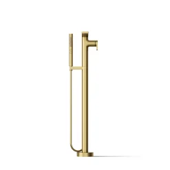 Floor-mount bath filler trim with handshower