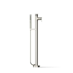 Floor-mount bath filler trim with handshower